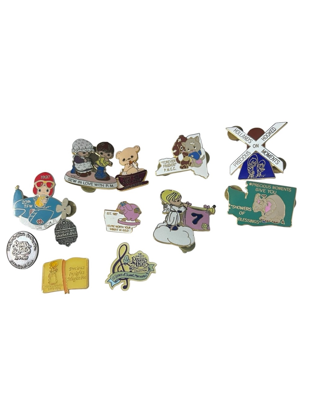 Vintage Precious Moments Pins Lot of 12